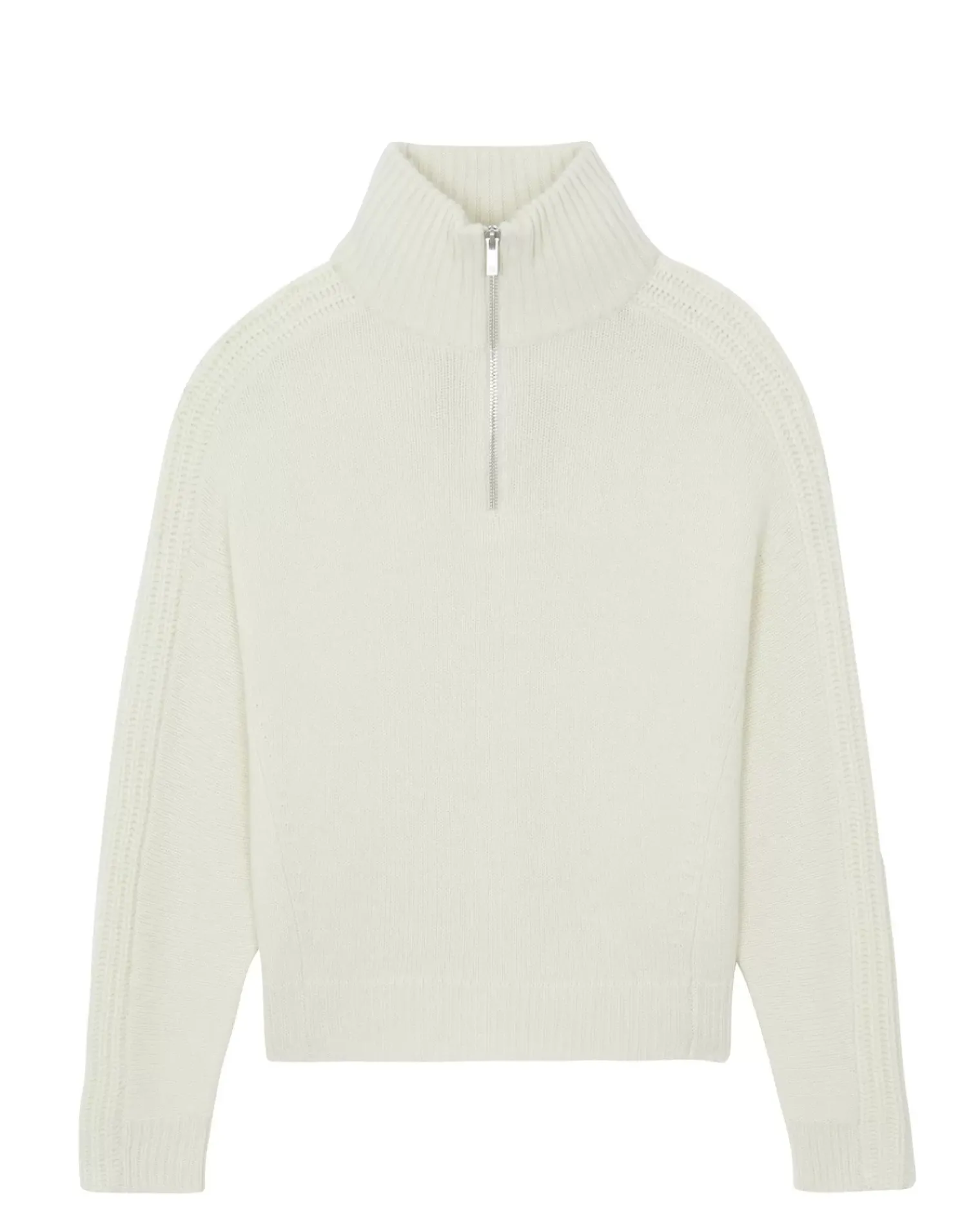 Kujten Sweaters & Sweatshirts>Women Cropped Trucker Cashmere Sweater Blanc Vintage