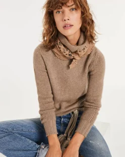 Kujten Sweaters & Sweatshirts>Women Double Turtleneck Cashmere Sweater Beige Taupe