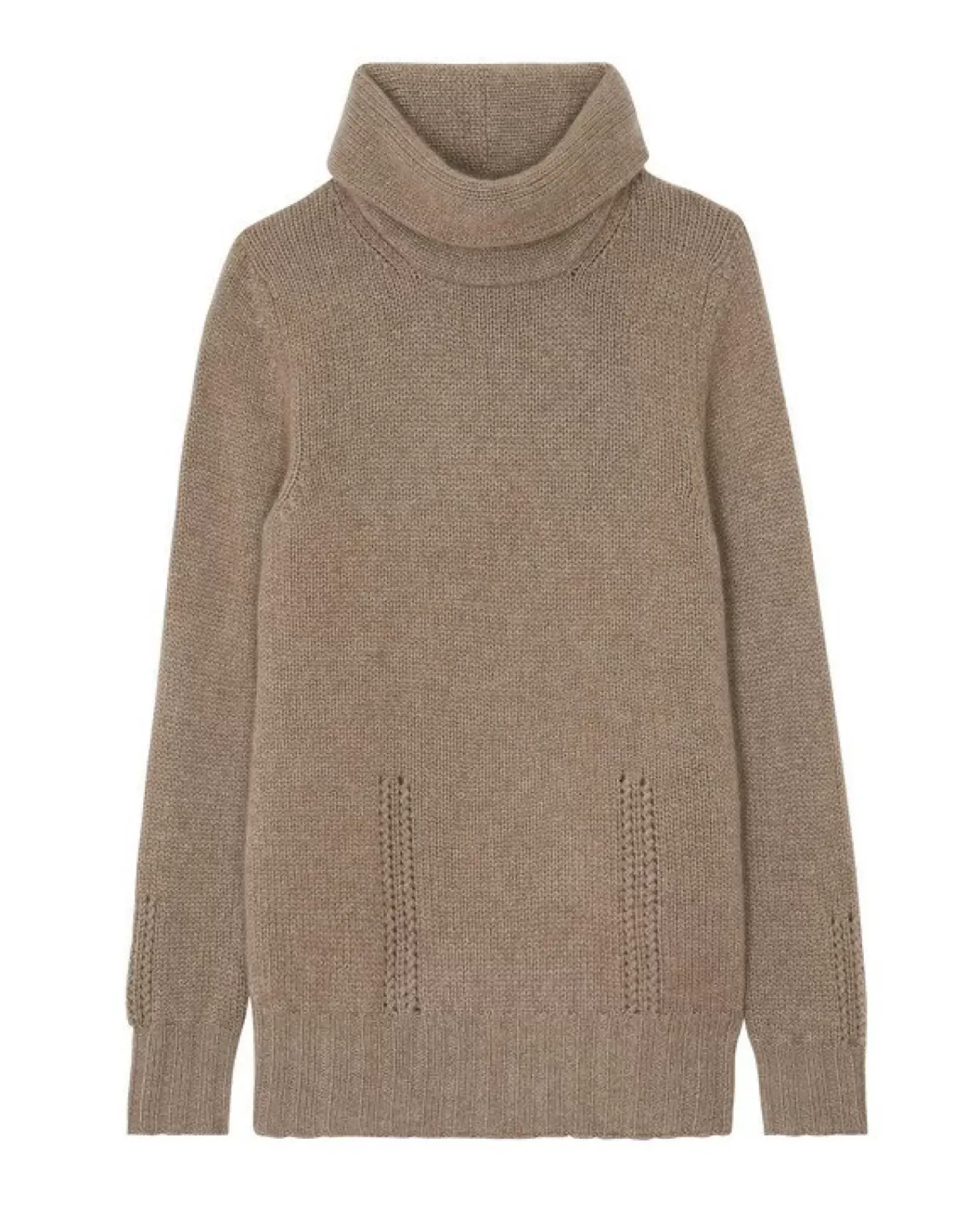 Kujten Sweaters & Sweatshirts>Women Double Turtleneck Cashmere Sweater Beige Taupe