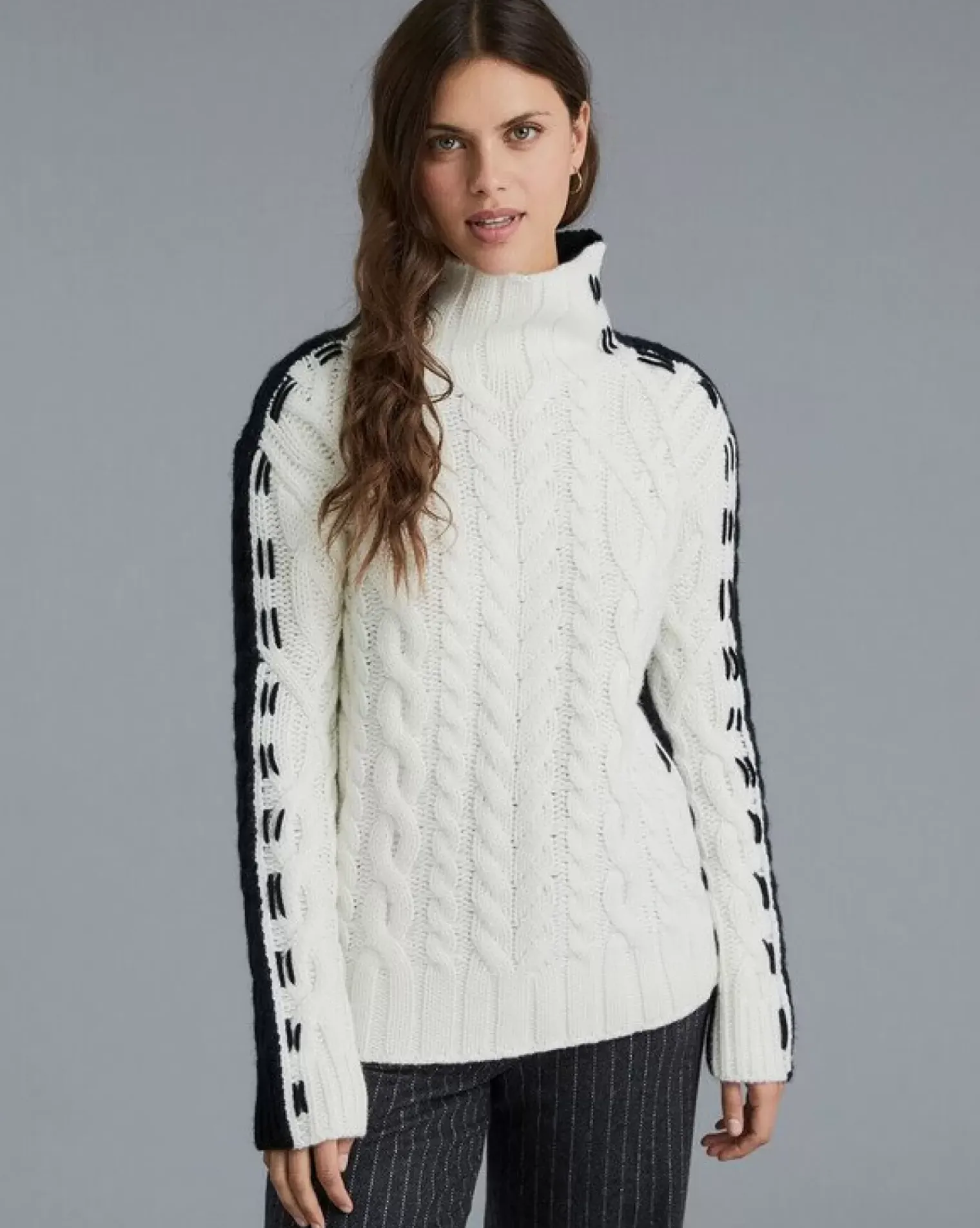 Kujten Sweaters & Sweatshirts>Women Funnel Neck Cashmere Sweater Blanc