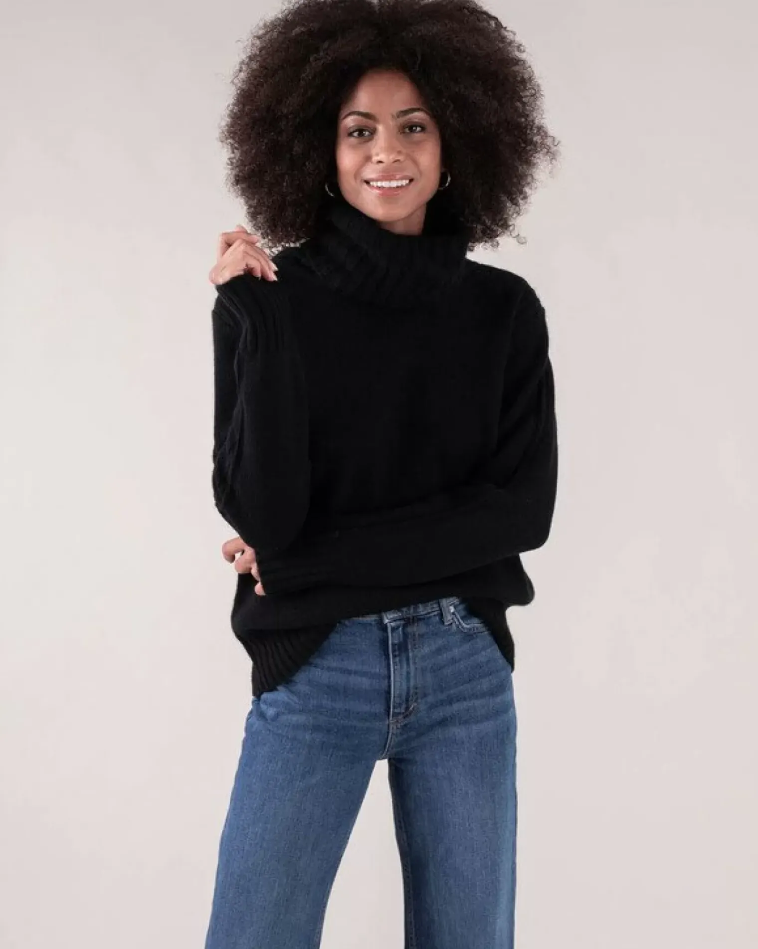 Kujten Sweaters & Sweatshirts>Women Large Turtleneck Cashmere Sweater Noir