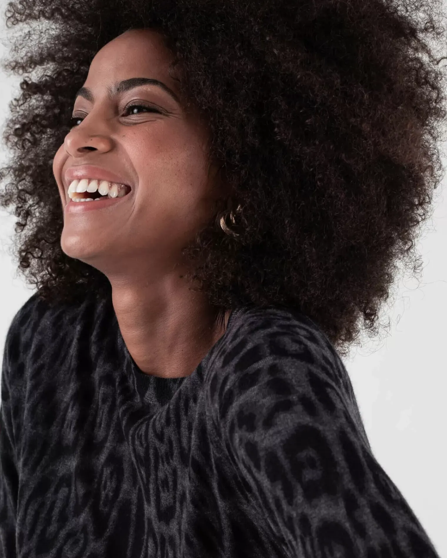 Kujten Sweaters & Sweatshirts>Women Leopard Print Cashmere Tunic Gris Anthracite Leopard