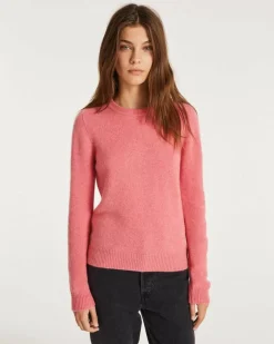 Kujten Sweaters & Sweatshirts>Women Long Sleeve Cashmere Sweater Rose Chine