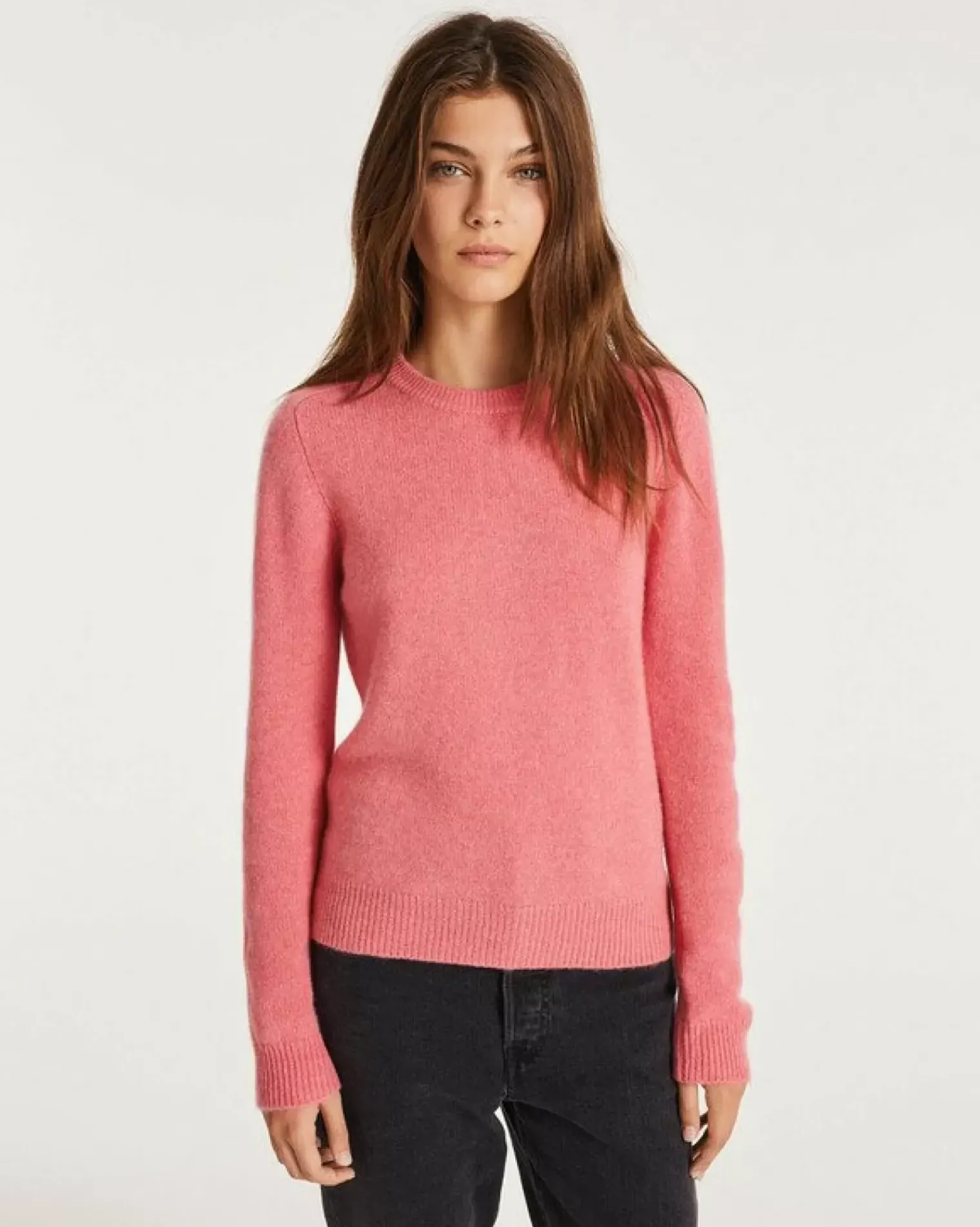 Kujten Sweaters & Sweatshirts>Women Long Sleeve Cashmere Sweater Rose Chine