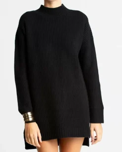 Kujten Dresses & Skirts>Women Long Sleeves Cashmere Dress Noir