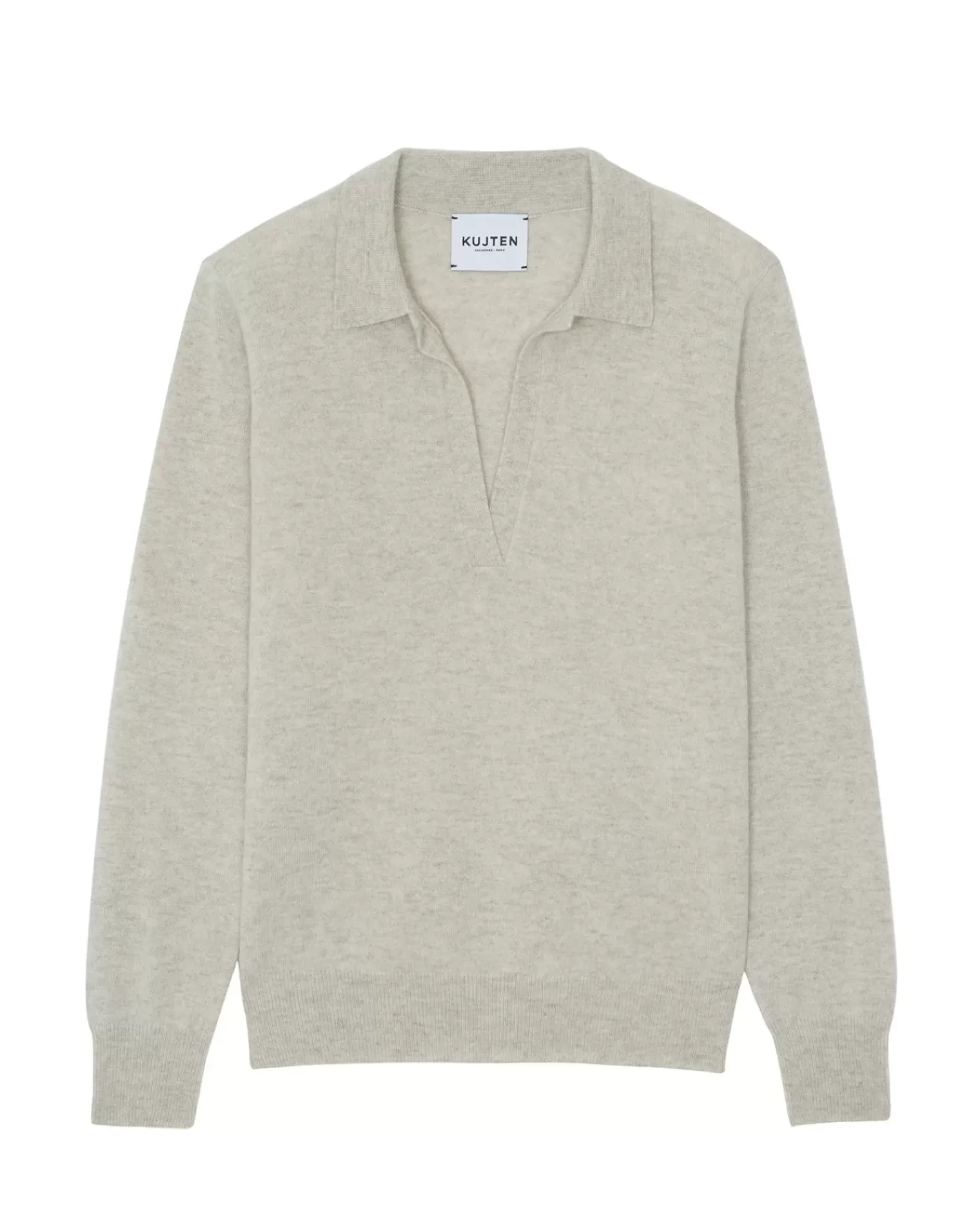 Kujten Sweaters & Sweatshirts>Women Long Sleeves Cashmere Polo Shirt Avoine