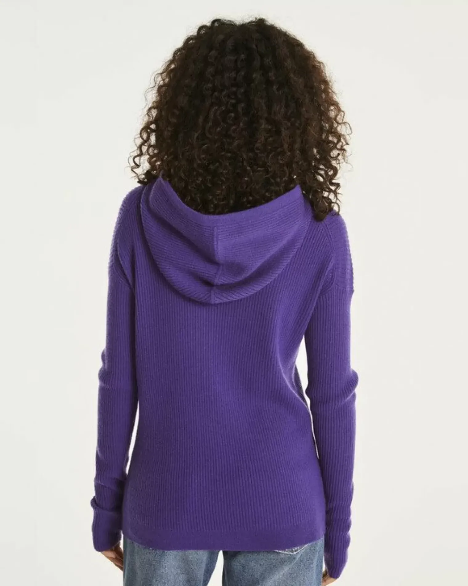 Kujten Hoodies>Women Mitten Sleeves Cashmere Sweatshirt Violet
