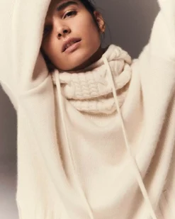 Kujten Sweaters & Sweatshirts>Women Oversized Cashmere Sweater, 10-Threads Blanc