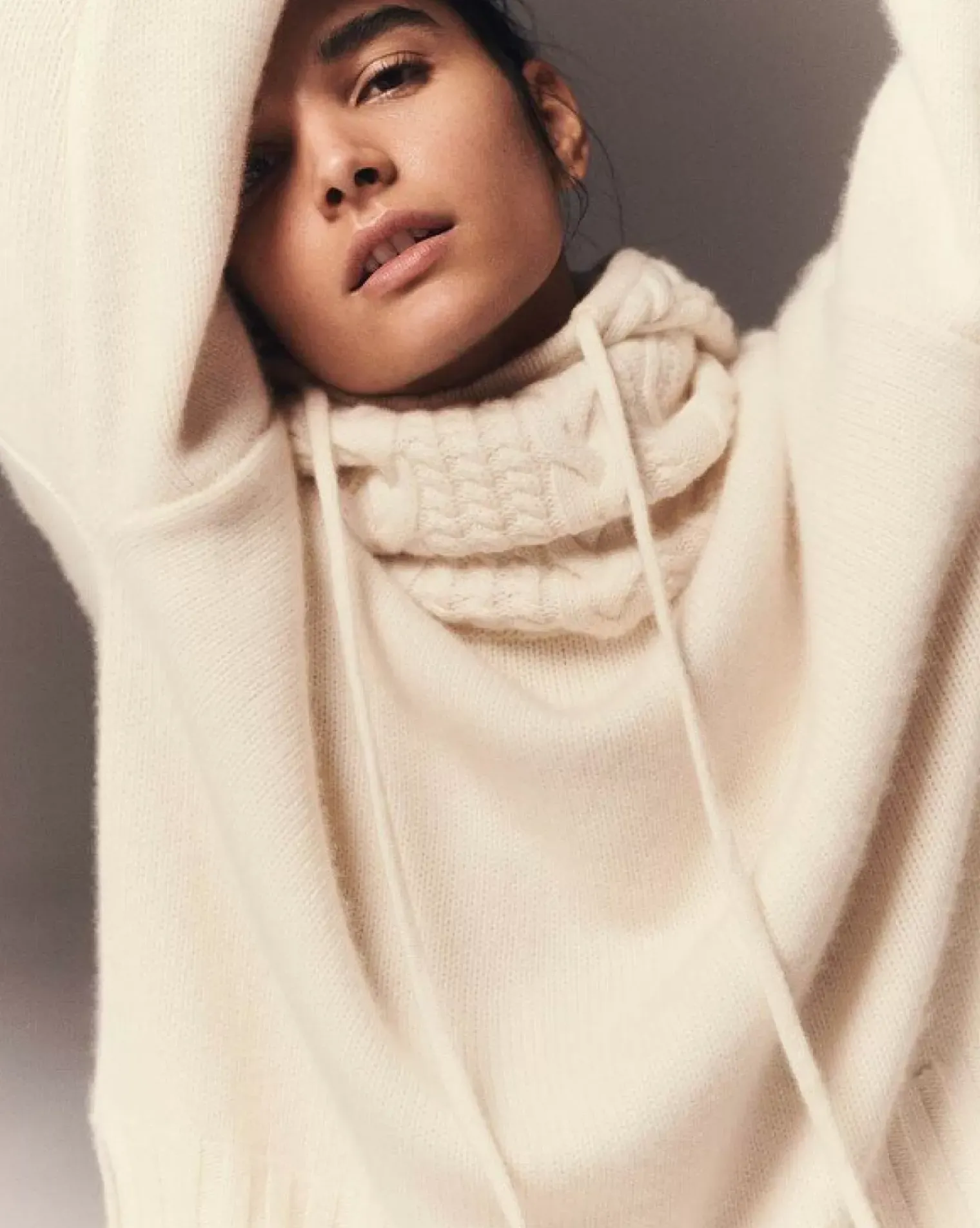 Kujten Sweaters & Sweatshirts>Women Oversized Cashmere Sweater, 10-Threads Blanc