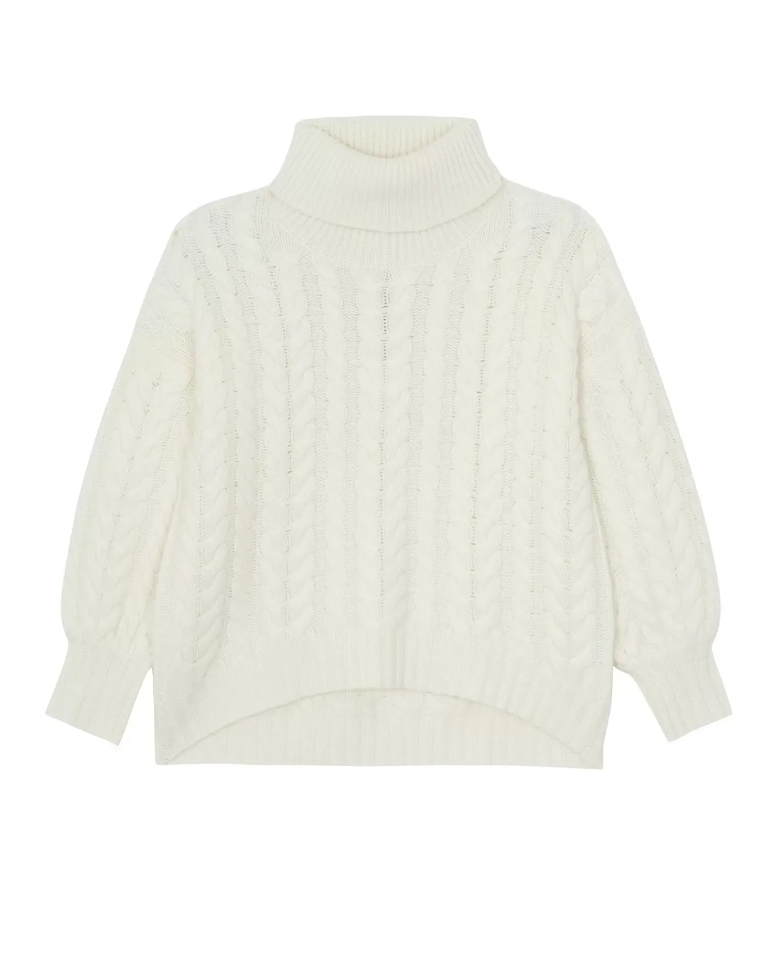 Kujten Sweaters & Sweatshirts>Women Oversized Cashmere Sweater, 6-Threads Blanc