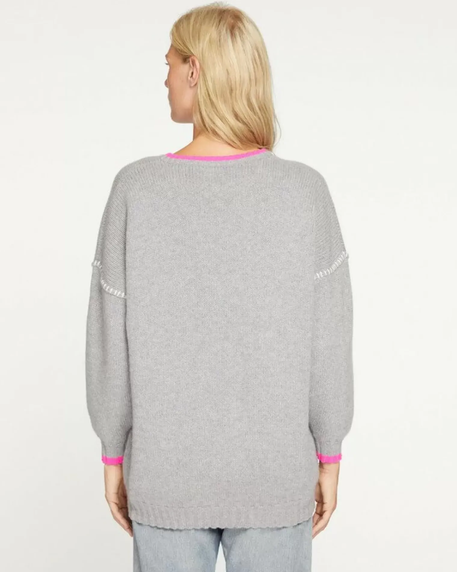 Kujten Sweaters & Sweatshirts>Women Oversized Cashmere Sweater Gris Chine