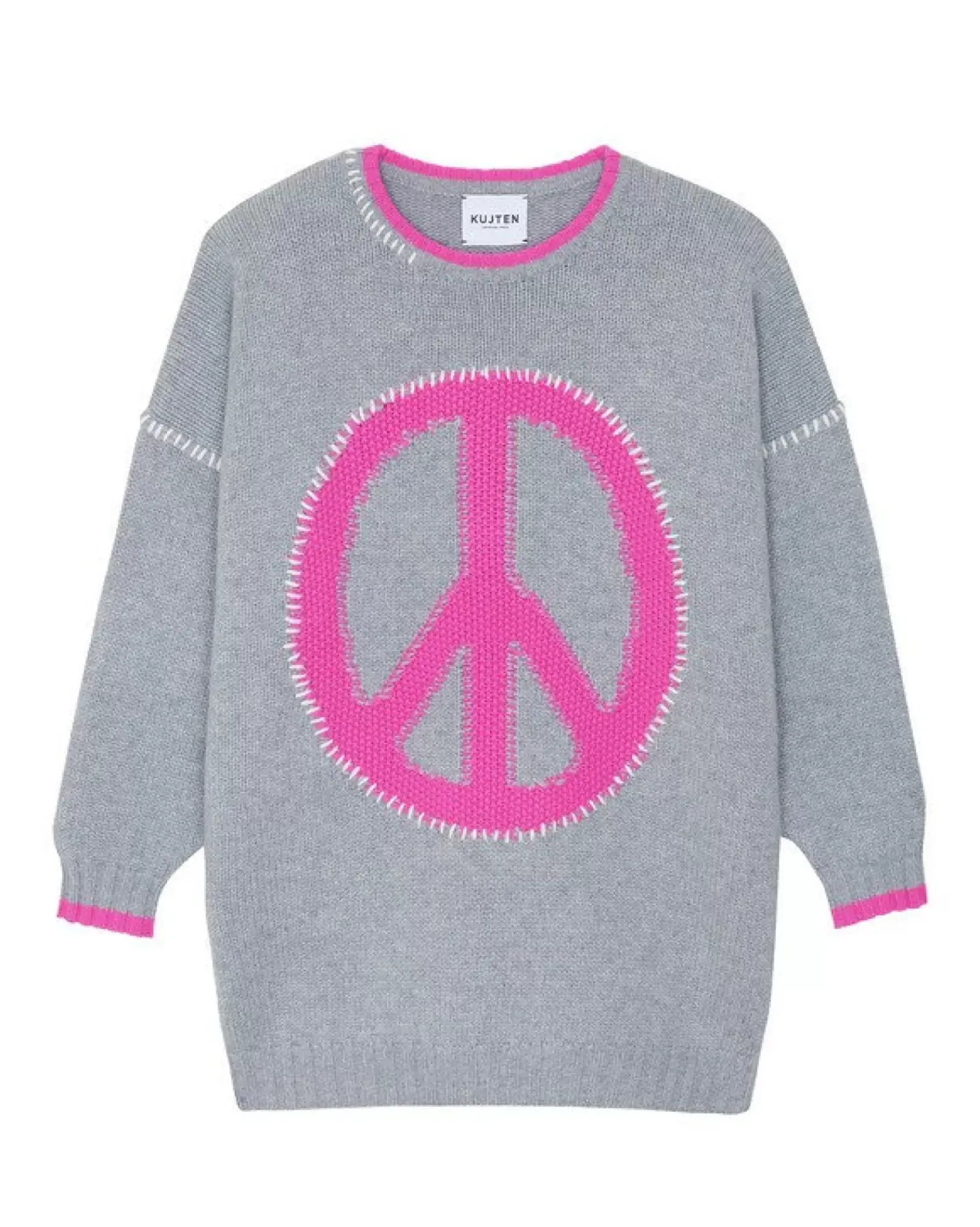 Kujten Sweaters & Sweatshirts>Women Oversized Cashmere Sweater Gris Chine