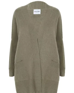Kujten Jackets & Vests>Women Oversized Cashmere Vest, 4-Threads Kaki Chine