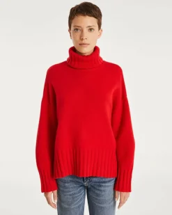 Kujten Sweaters & Sweatshirts>Women Oversized Cashmere Sweater Rouge Tomato