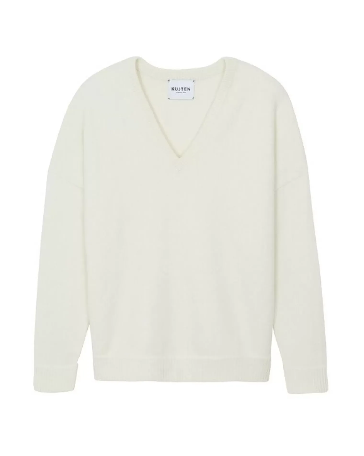 Kujten Sweaters & Sweatshirts>Women Oversized V-Neck Cashmere Sweater Blanc