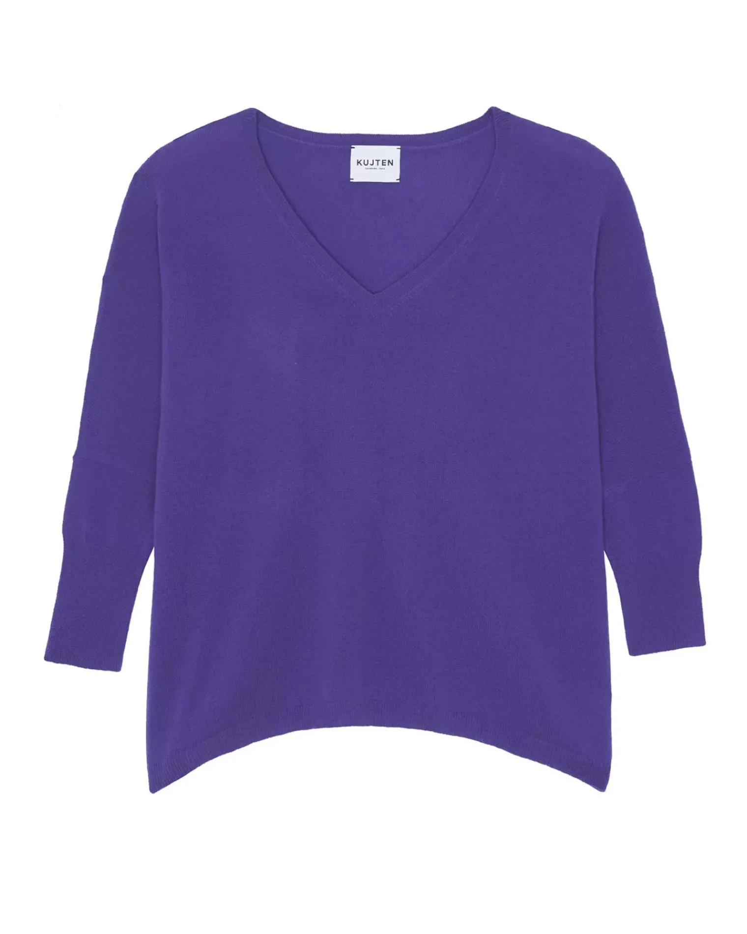 Kujten Sweaters & Sweatshirts>Women Oversized V-Neck Cashmere Sweater, 2-Threads Deep Purple