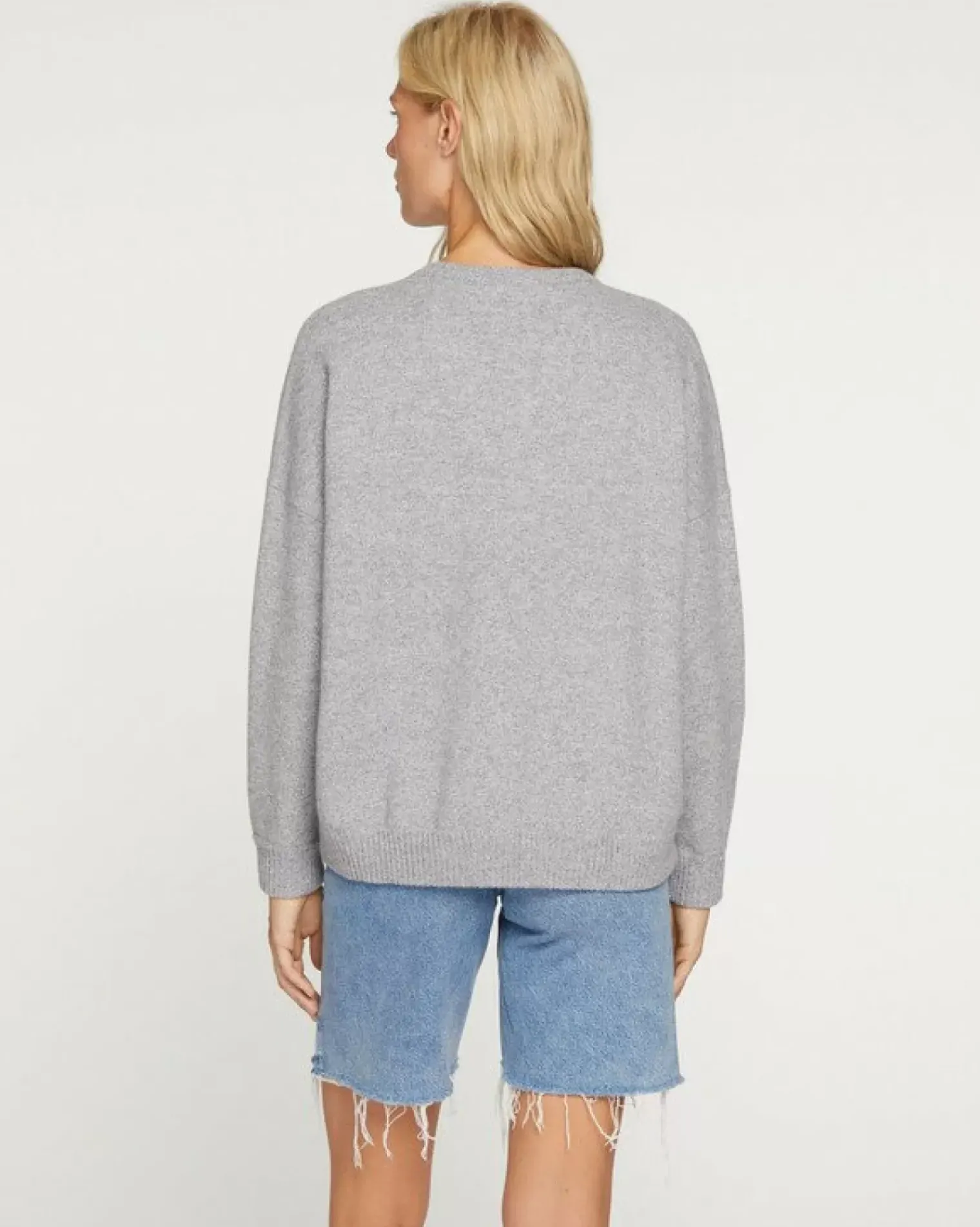 Kujten Sweaters & Sweatshirts>Women Oversized V-Neck Cashmere Sweater Gris Mouline