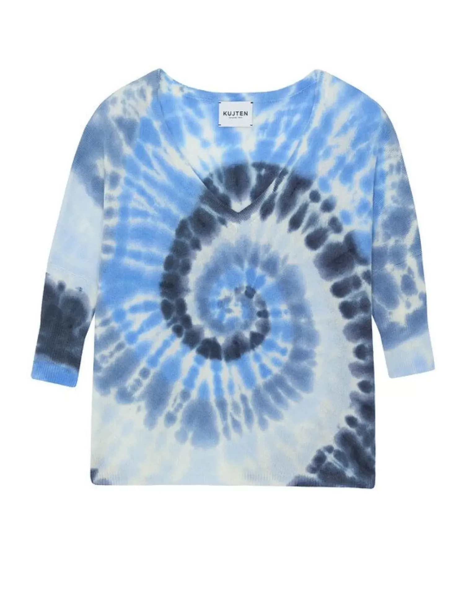 Kujten Sweaters & Sweatshirts>Women Oversized V-Neck Cashmere Sweater Bleu Indigo Chine