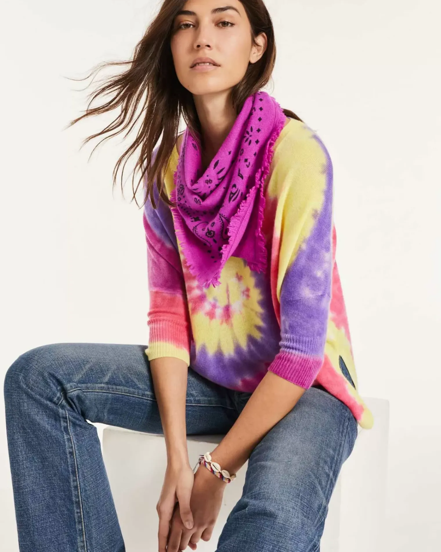Kujten Sweaters & Sweatshirts>Women Oversized V-Neck Cashmere Sweater Violet