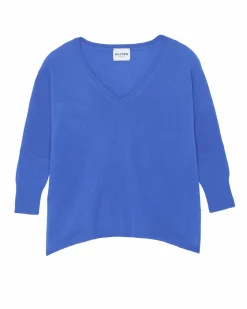 Kujten Sweaters & Sweatshirts>Women Oversized V-Neck Cashmere Sweater, 2-Threads Deep Kabalos