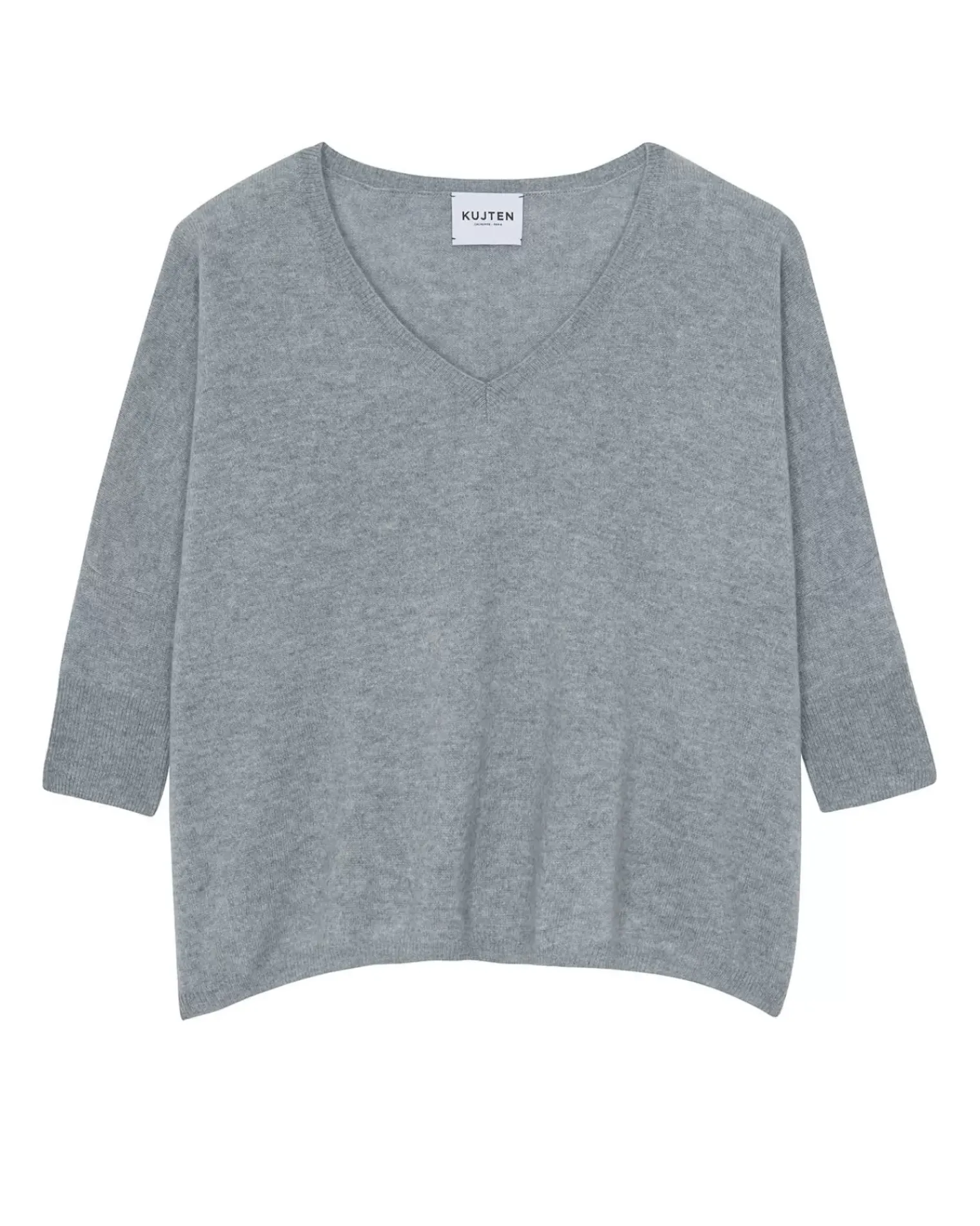Kujten Sweaters & Sweatshirts>Women Oversized V-Neck Cashmere Sweater Gris Chine