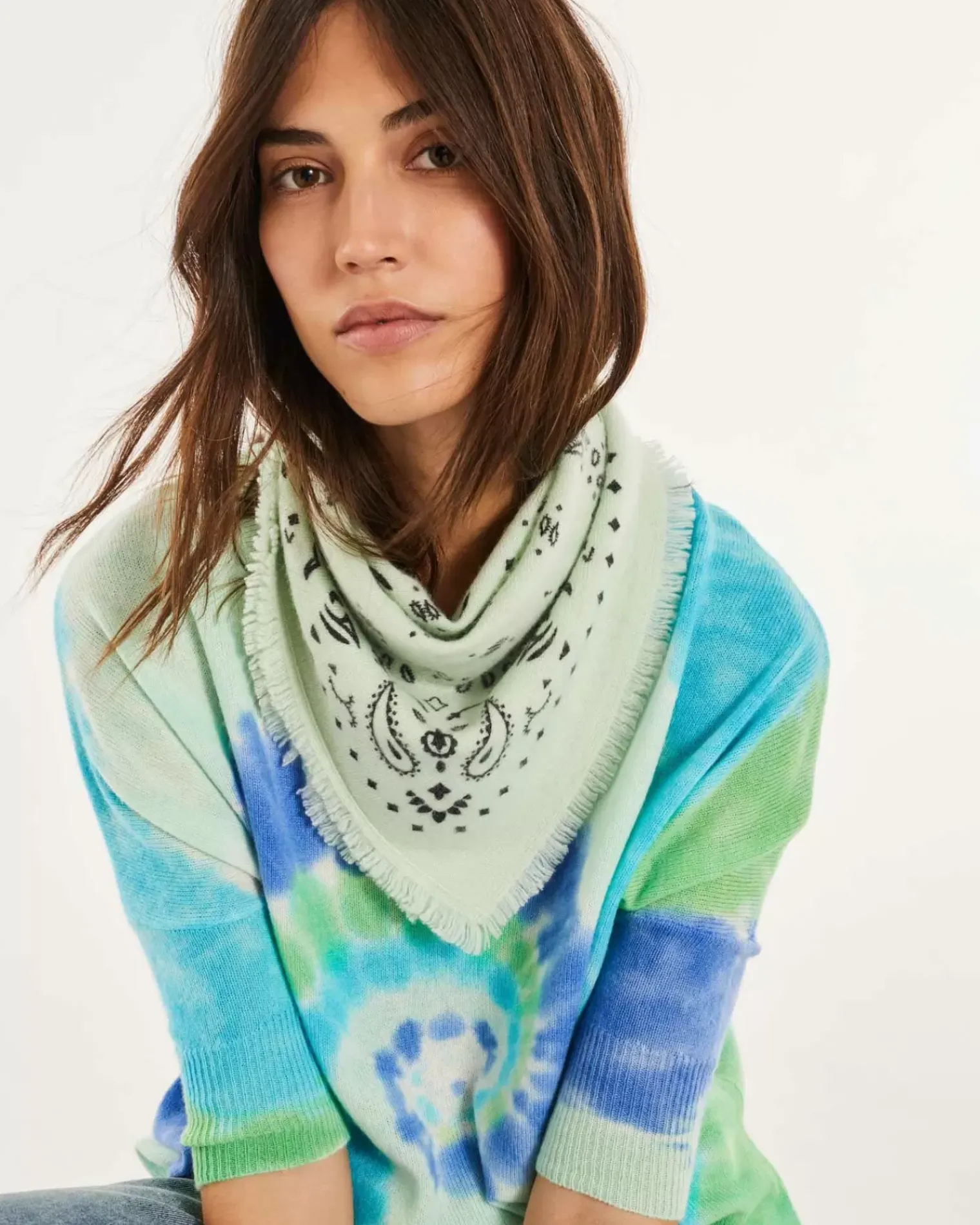 Kujten Sweaters & Sweatshirts>Women Oversized V-Neck Cashmere Sweater Vert Gazon