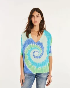 Kujten Sweaters & Sweatshirts>Women Oversized V-Neck Cashmere Sweater Vert Gazon