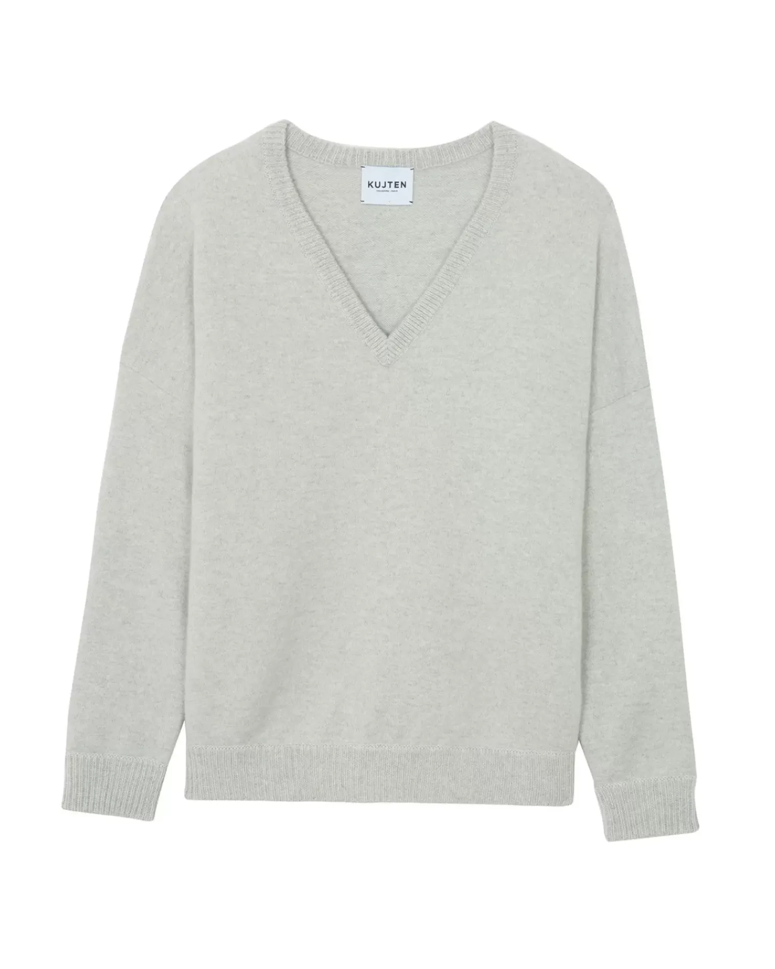 Kujten Sweaters & Sweatshirts>Women Oversized V-Neck Cashmere Sweater Gris Bouleau