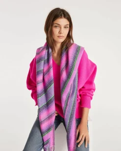 Kujten Sweaters & Sweatshirts>Women Oversized V-Neck Cashmere Sweater Rose Neon