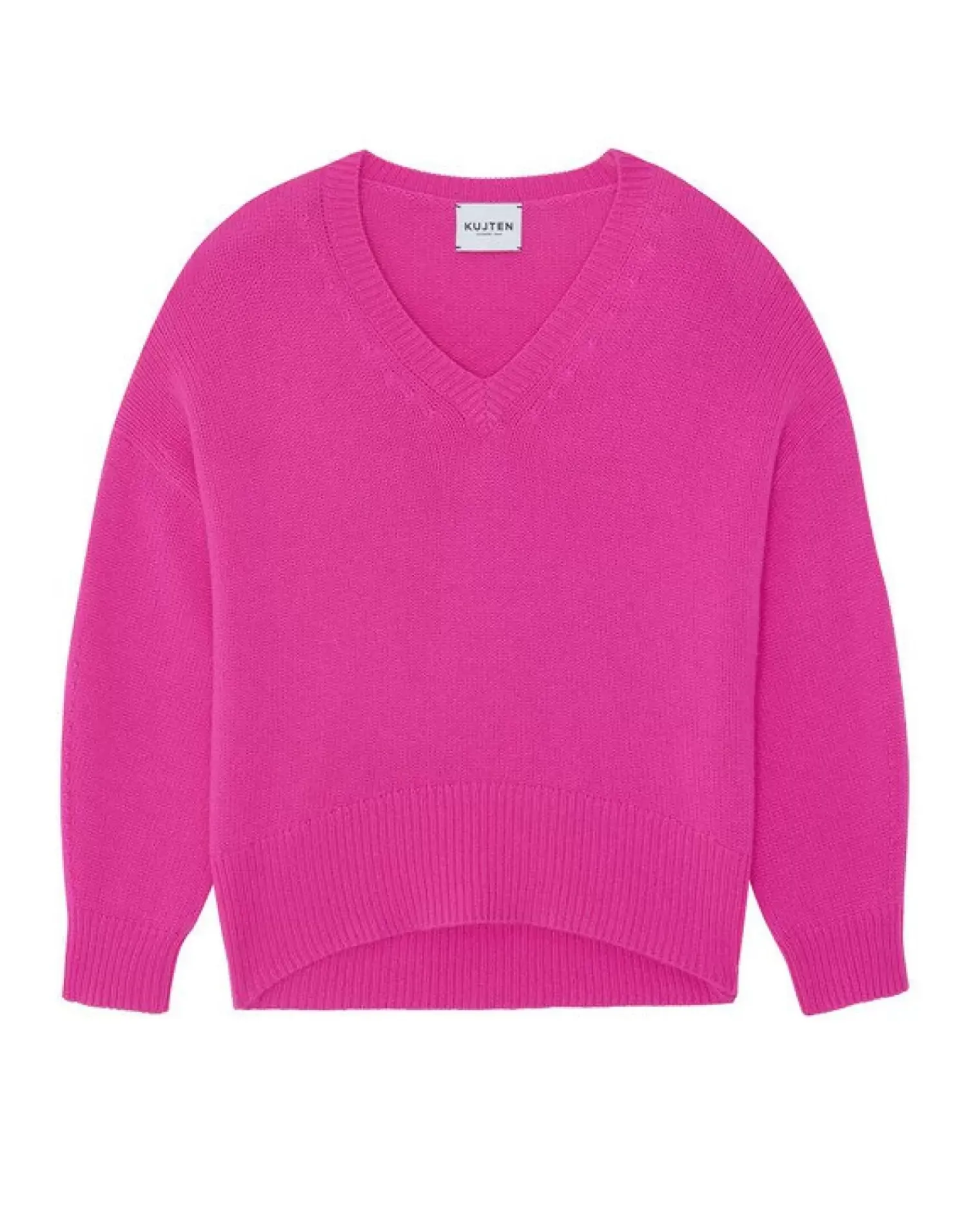 Kujten Sweaters & Sweatshirts>Women Oversized V-Neck Cashmere Sweater Rose Neon