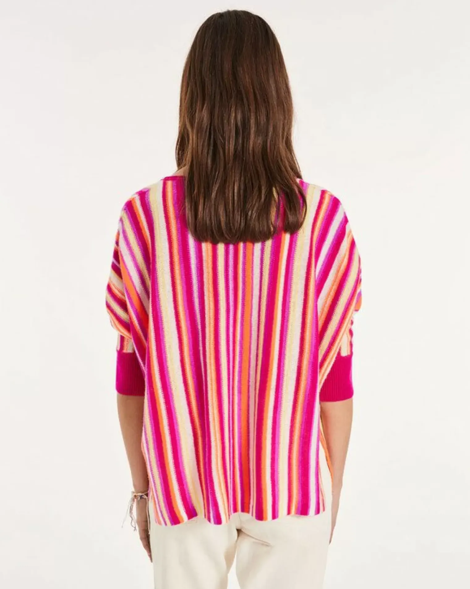 Kujten Sweaters & Sweatshirts>Women Oversized V-Neck Cashmere Sweater Violet Fluo