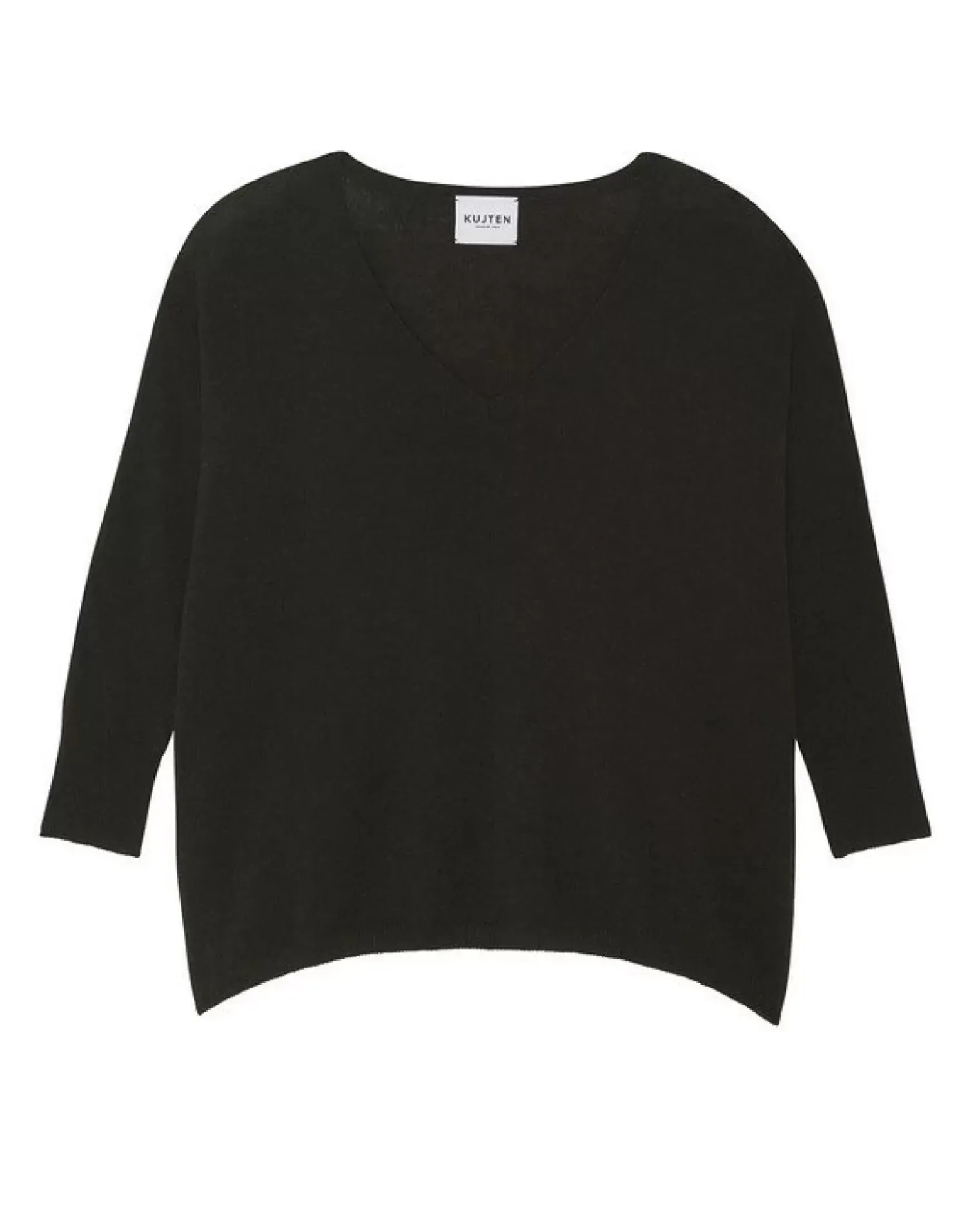 Kujten Sweaters & Sweatshirts>Women Oversized V-Neck Cashmere Sweater, 2-Threads Marron