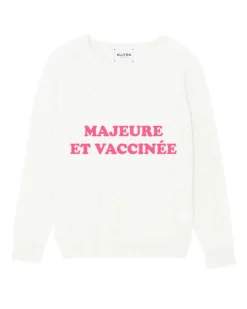 Kujten Sweaters & Sweatshirts>Women Printed Round Neck Cashmere Sweater Blanc