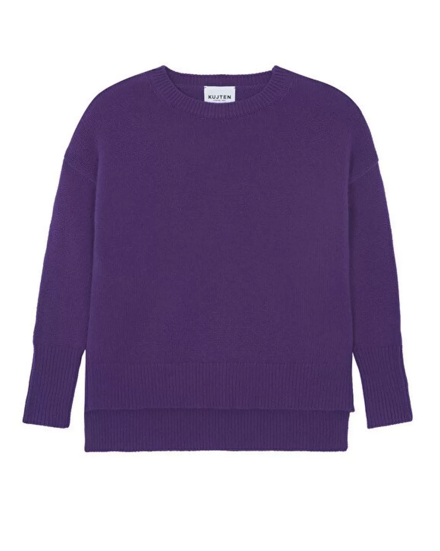 Kujten Sweaters & Sweatshirts>Women Round Neck Cashmere Sweater, 4-Threads Deep Purple