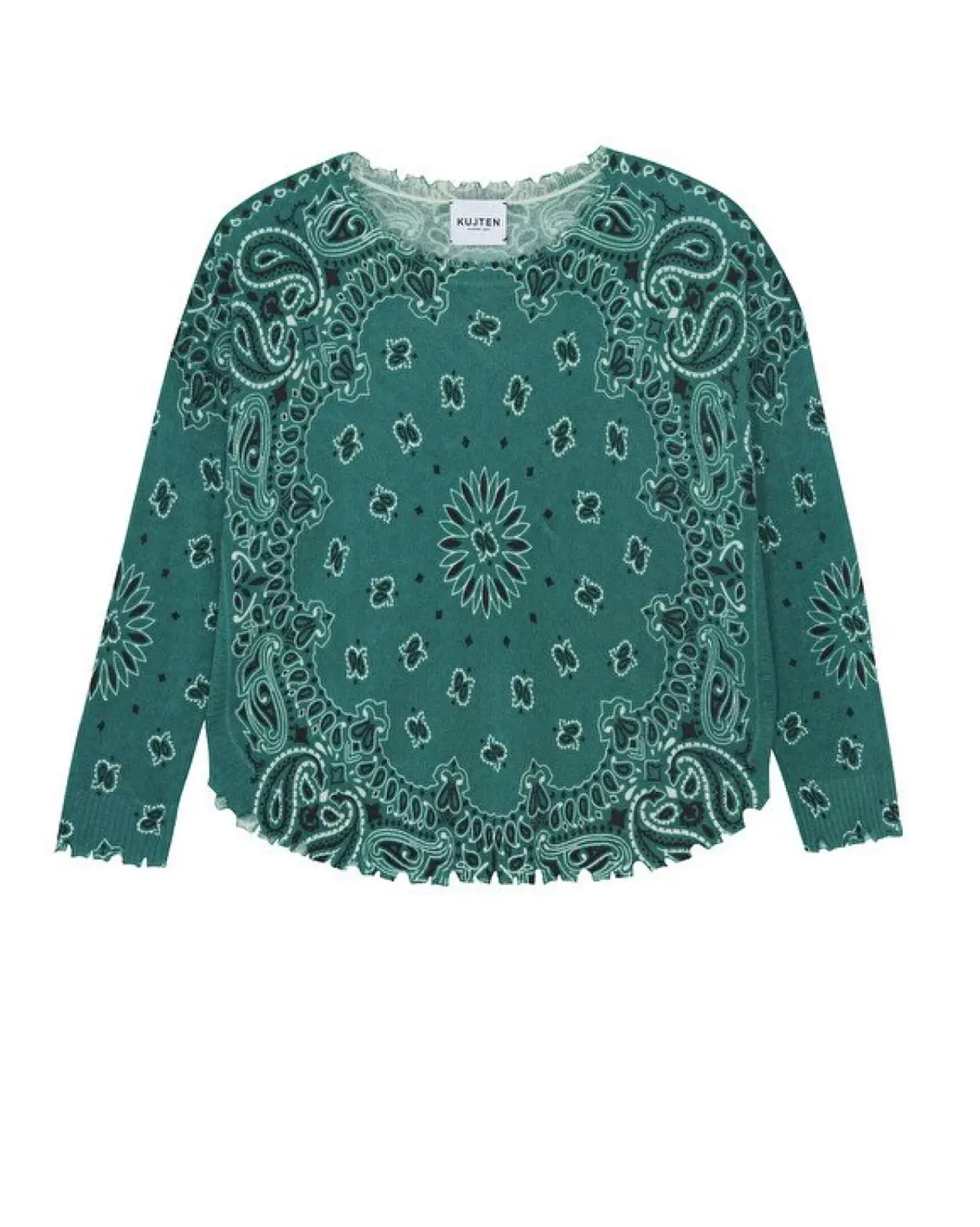 Kujten Sweaters & Sweatshirts>Women Round Neck Cashmere Sweater, 2-Threads Vert Perroquet
