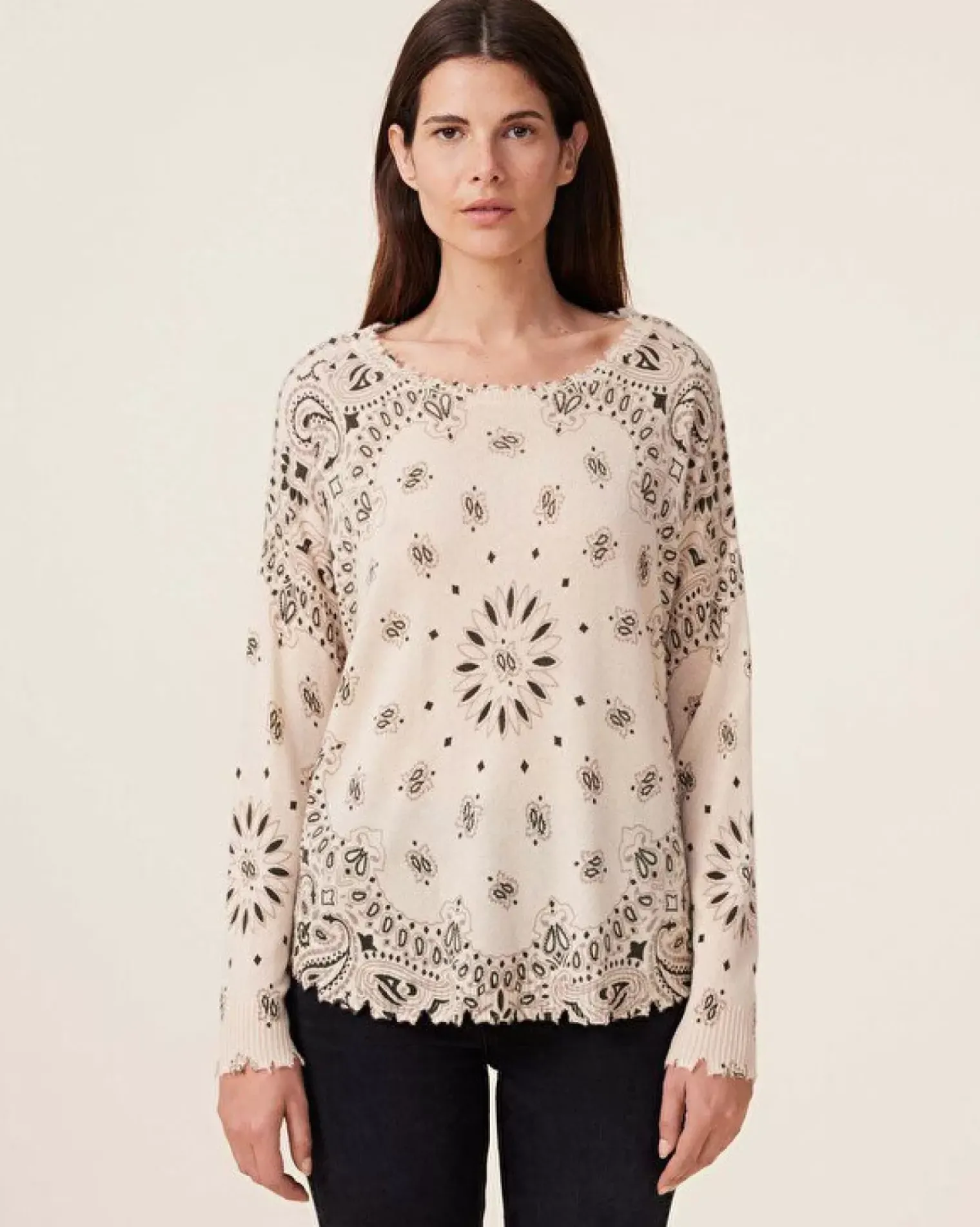 Kujten Sweaters & Sweatshirts>Women Round Neck Cashmere Sweater, 2-Threads Organique