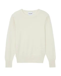 Kujten Sweaters & Sweatshirts>Women Round Neck Cashmere Sweater Blanc