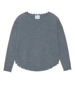 Kujten Sweaters & Sweatshirts>Women Round Neck Cashmere Sweater Gris Flanelle