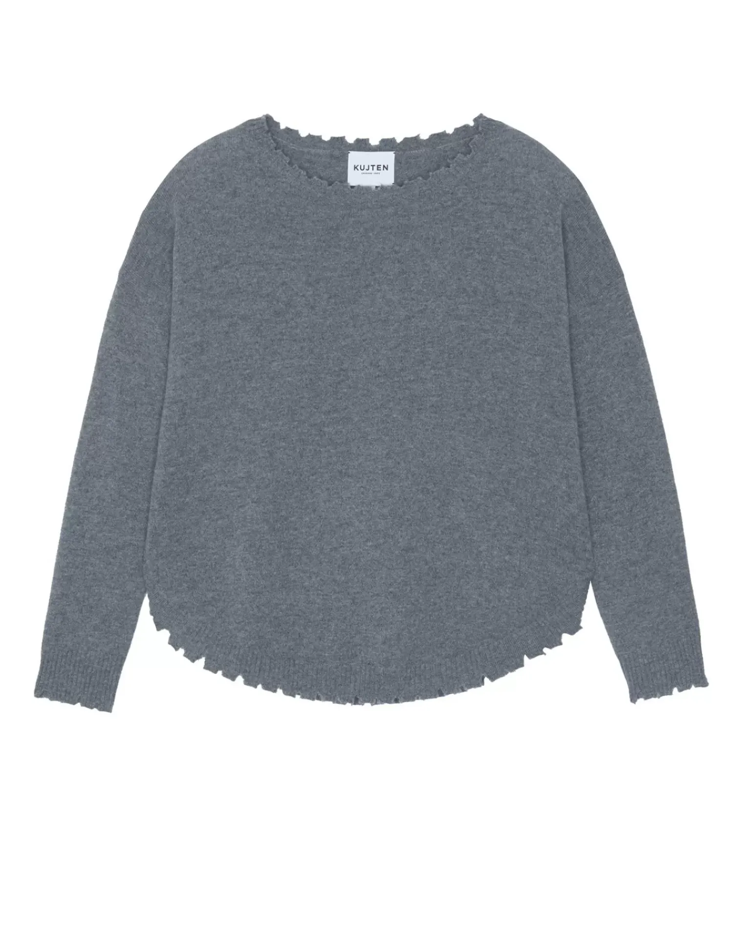 Kujten Sweaters & Sweatshirts>Women Round Neck Cashmere Sweater Gris Flanelle
