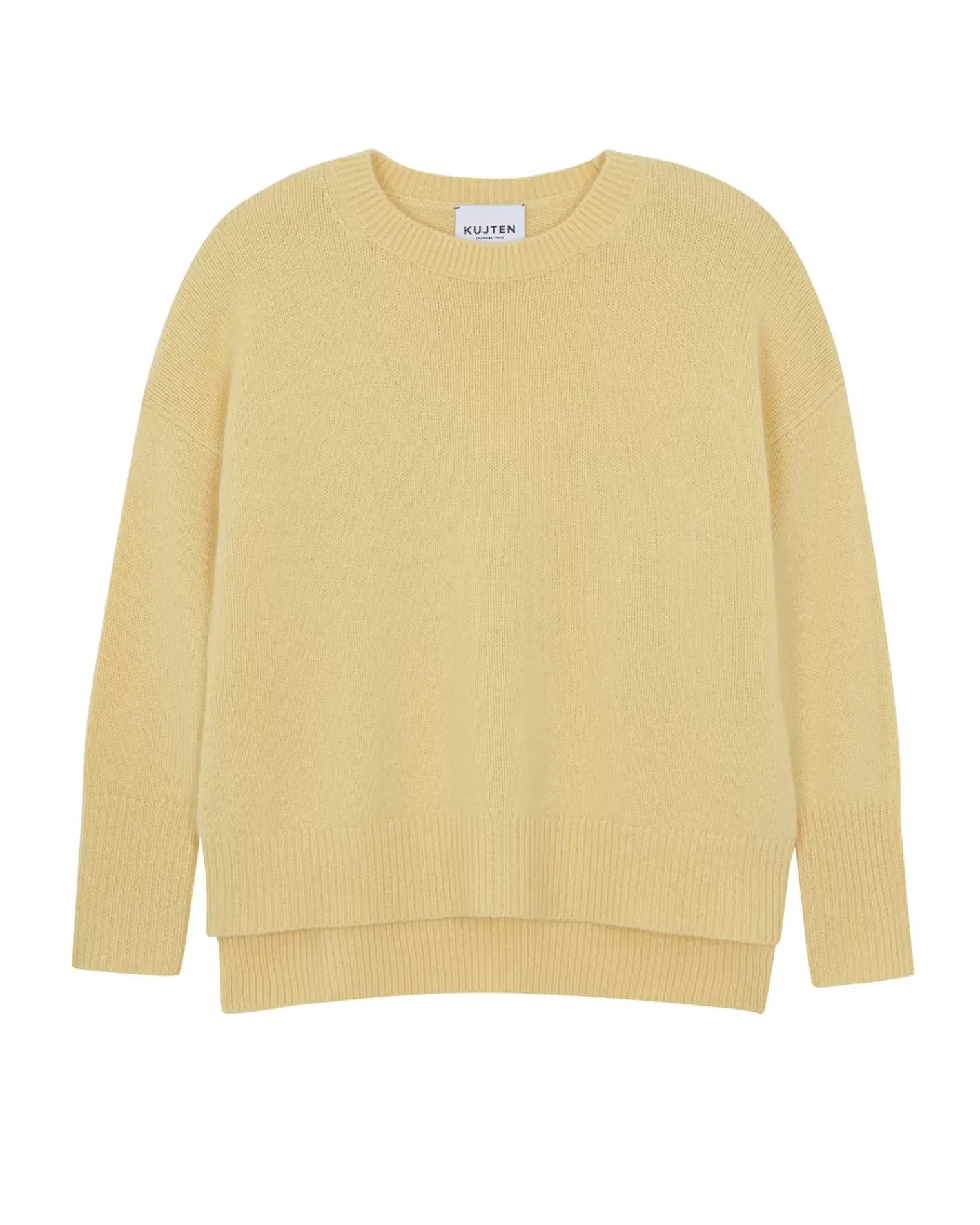 Kujten Sweaters & Sweatshirts>Women Round Neck Cashmere Sweater, 4-Threads Jaune Eggshell