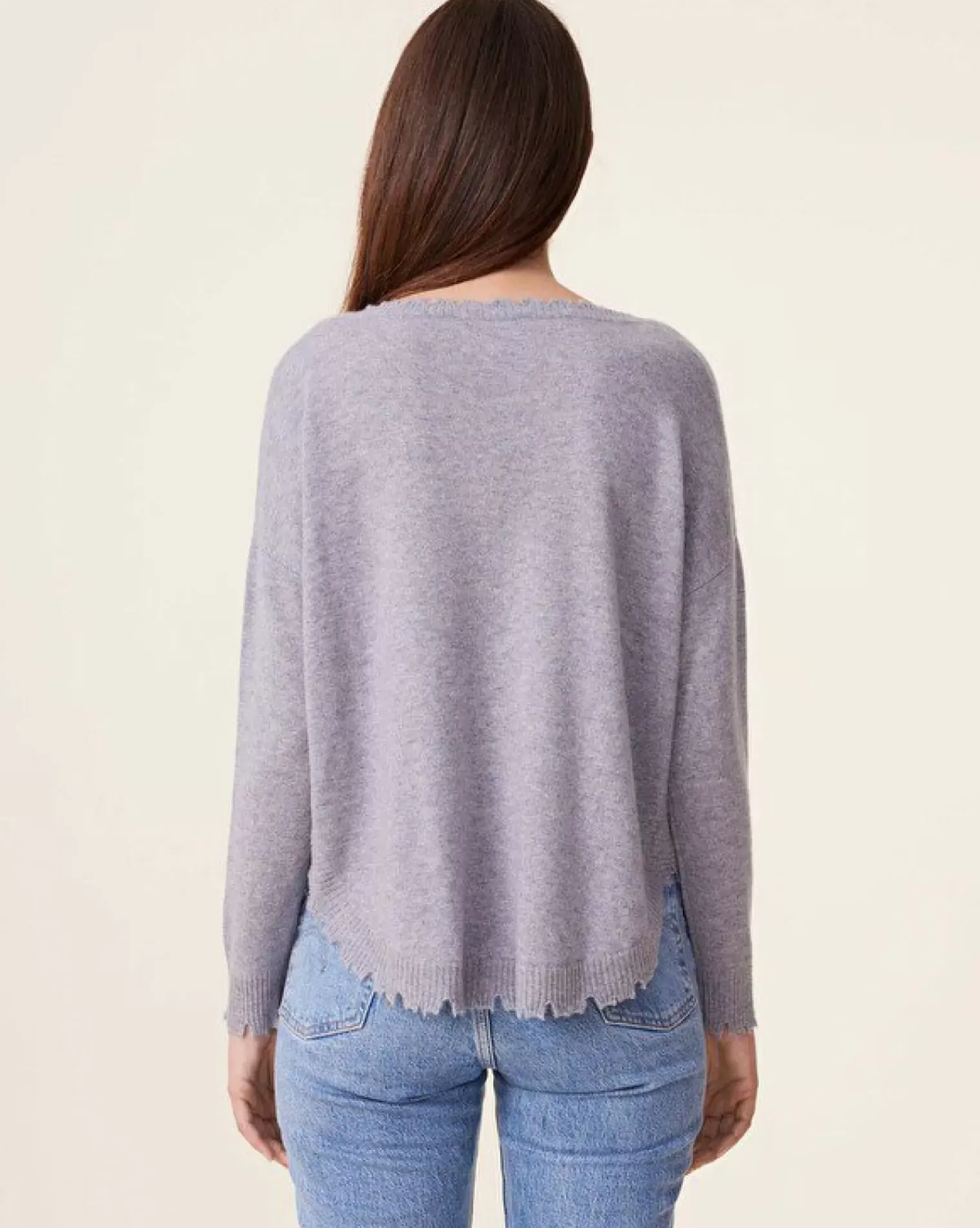 Kujten Sweaters & Sweatshirts>Women Round Neck Cashmere Sweater, 2-Threads Gris Chine