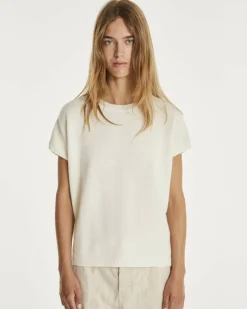 Kujten Sweaters & Sweatshirts>Women Round Neck Cashmere Sweater Blanc