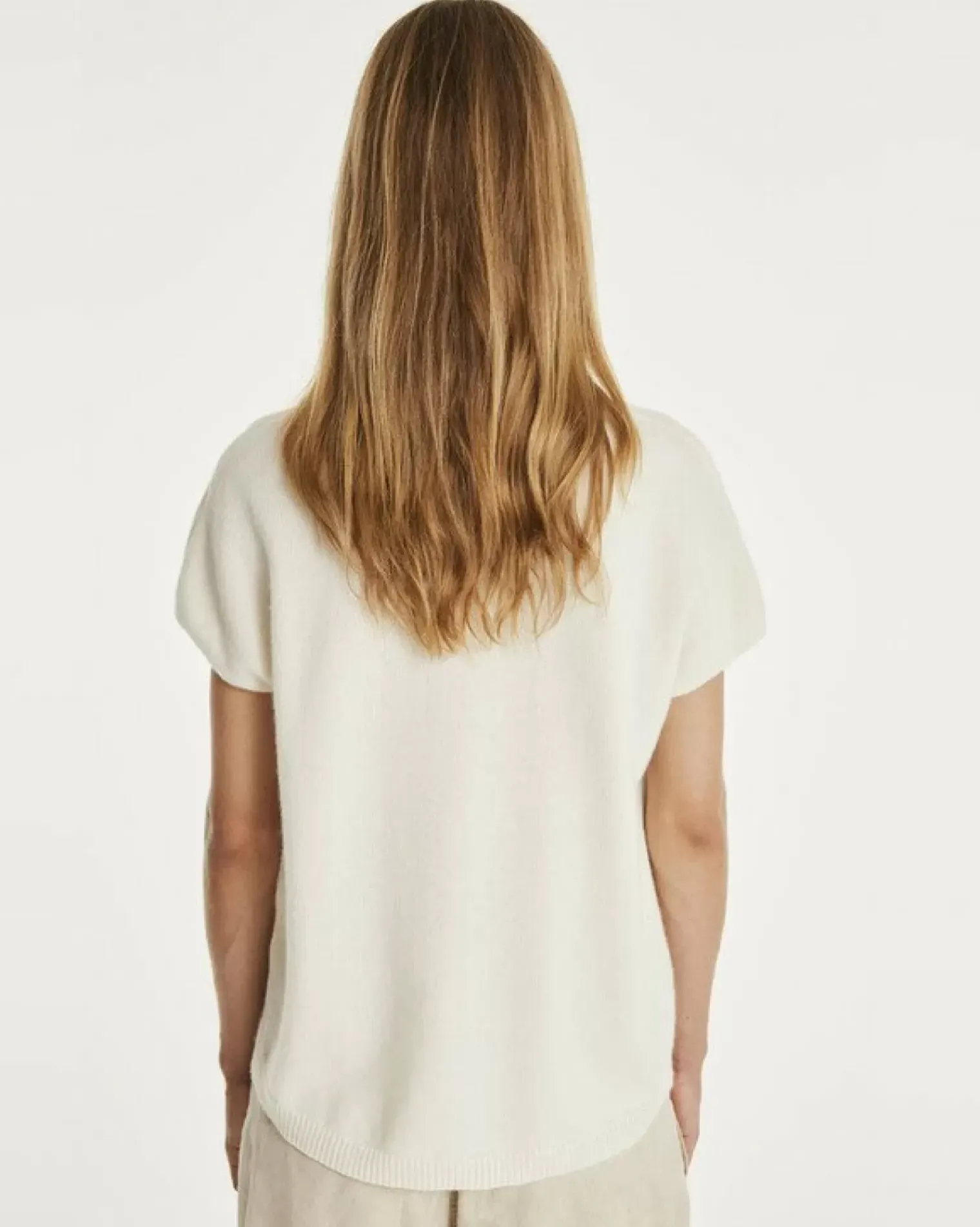 Kujten Sweaters & Sweatshirts>Women Round Neck Cashmere Sweater Blanc