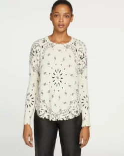 Kujten Sweaters & Sweatshirts>Women Round Neck Cashmere Sweater, 2-Threads Blanc