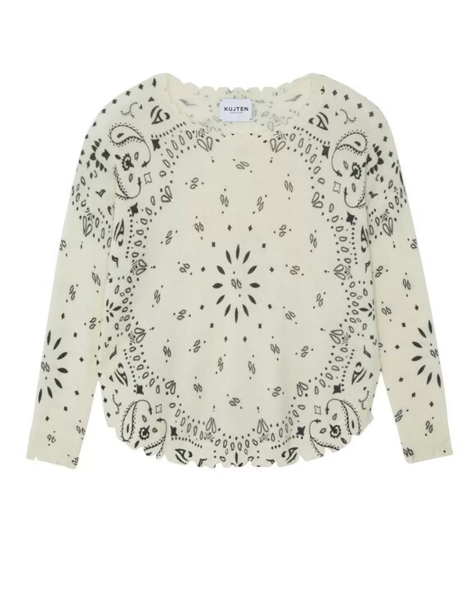 Kujten Sweaters & Sweatshirts>Women Round Neck Cashmere Sweater, 2-Threads Blanc