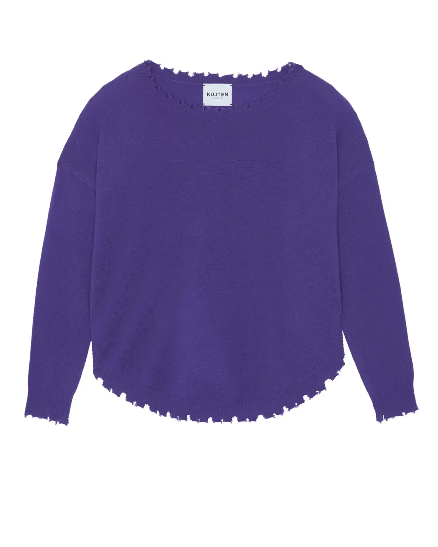 Kujten Sweaters & Sweatshirts>Women Round Neck Cashmere Sweater, 2-Threads Deep Purple