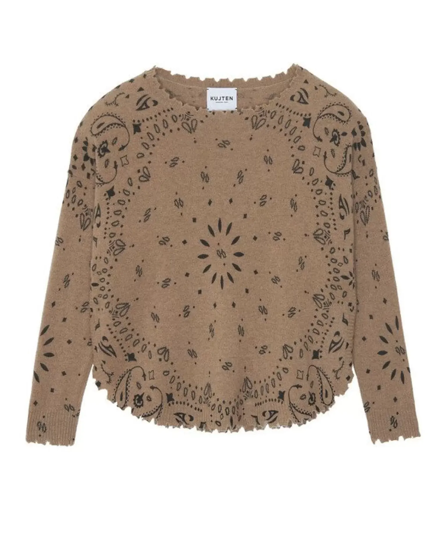 Kujten Sweaters & Sweatshirts>Women Round Neck Cashmere Sweater Camelo