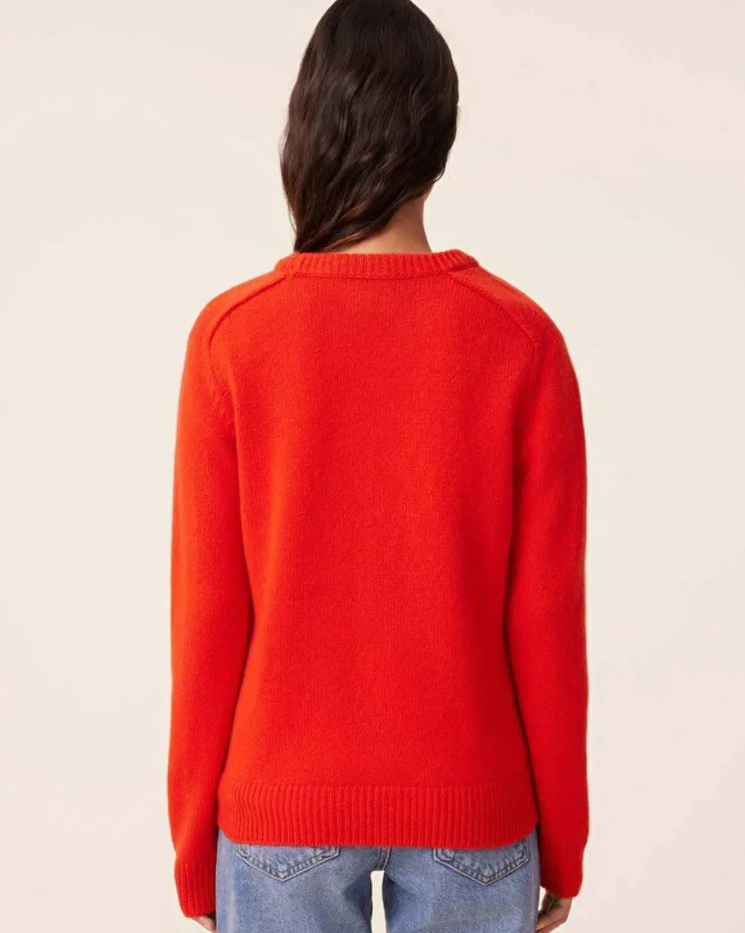 Kujten Sweaters & Sweatshirts>Women Round Neck Cashmere Sweater, 6-Threads Orange Rosso