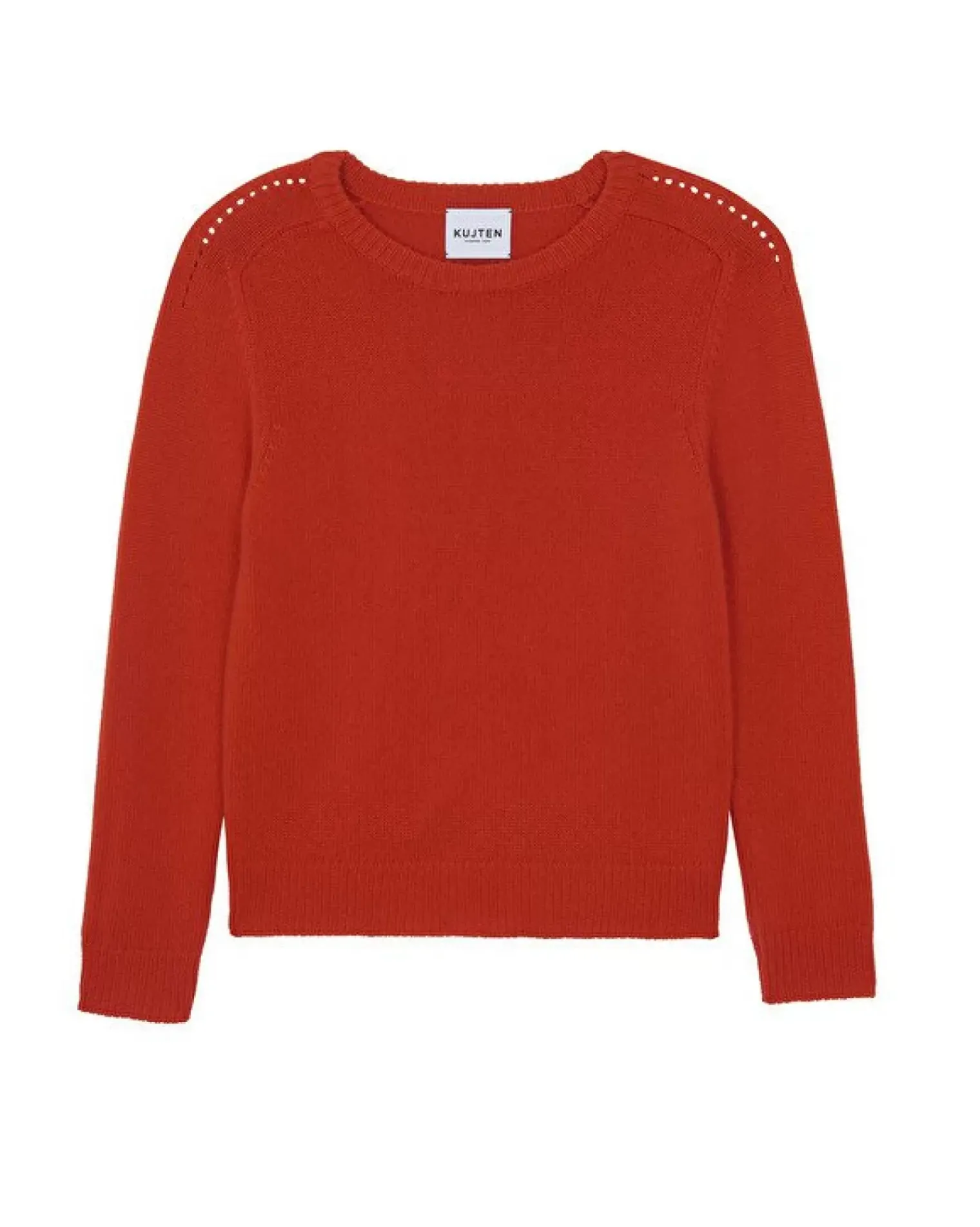 Kujten Sweaters & Sweatshirts>Women Round Neck Cashmere Sweater, 6-Threads Orange Rosso