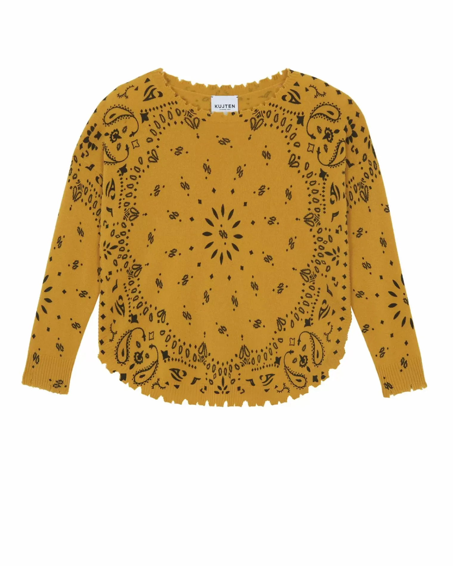Kujten Sweaters & Sweatshirts>Women Round Neck Cashmere Sweater, 2-Threads Jaune Safran